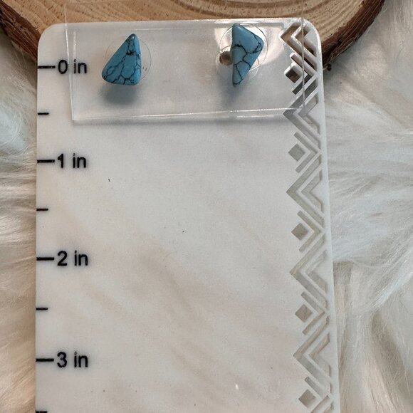 Turquoise Howlite Stud Earrings - Picture 3 of 3